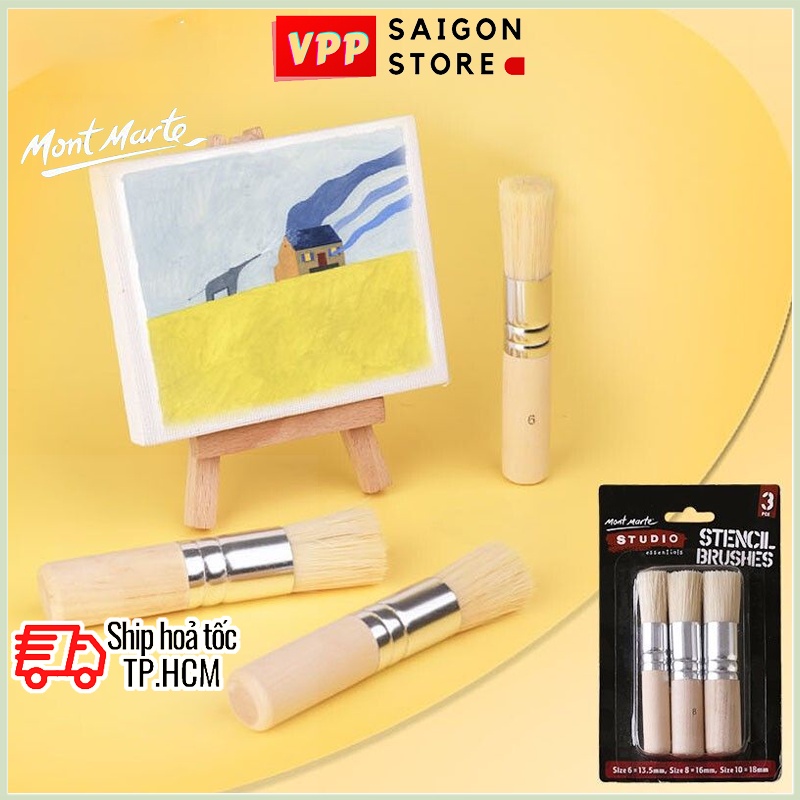 Bộ 3 Cọ Stencil Mont Marte - Studio Stencil Brushes Pkt 3 - MAA0021