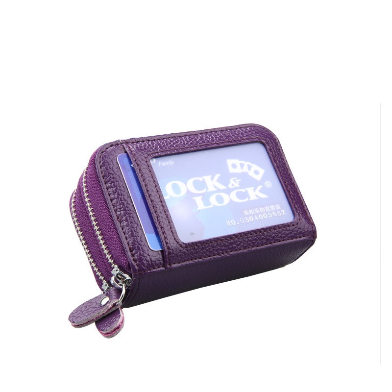 Ví Da Thời Trang Đựng Thẻ Tín Dụng / Danh Thiếp Có Khóa Kéo Đôi Cho Nữ