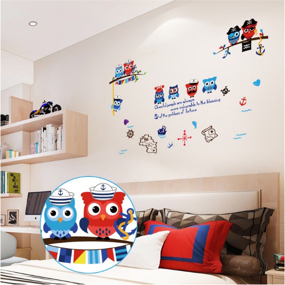 Decal trang trí Cú Mèo đáng yêu