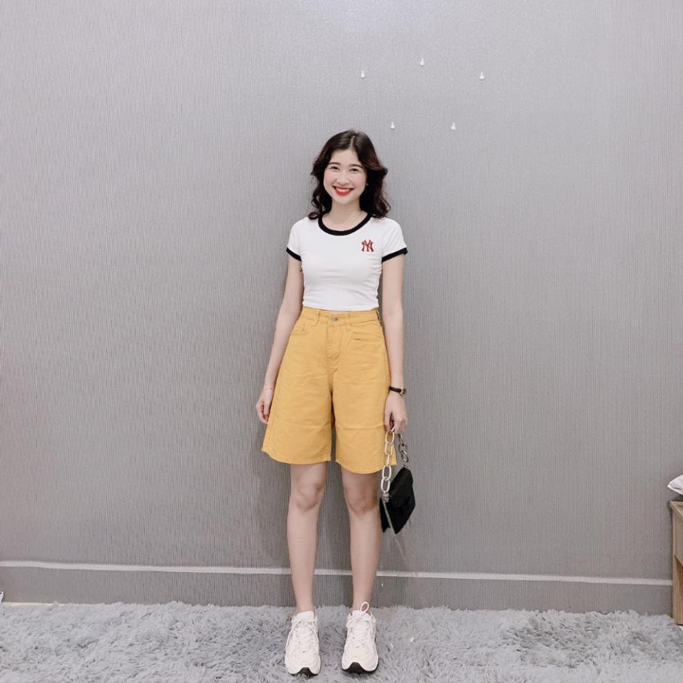 Quần Short Kaki Lửng Ulzzang, Ống rộng lưng cao Dáng Hàn Quốc SKA01  ༷