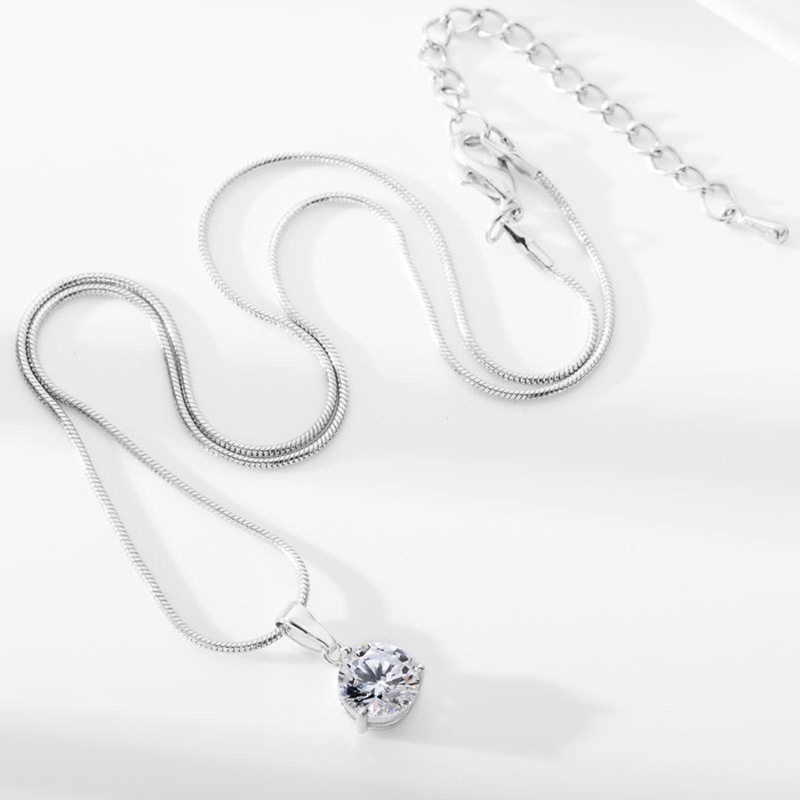 Bộ Vòng cổ + Bông Tai Bằng Bạc Đính Pha Lê Cho Nữ