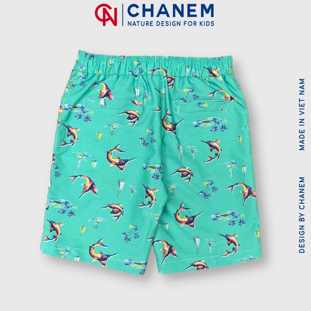 Quần đùi đến đầu gối họa tiết cá chất thô cotton mềm, Quần short cho bé trai, bé gái POLI PANTS CHANEM
