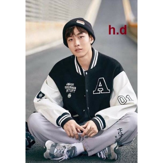 Áo Khoác Bomber CHA, A01 cúc bấm nam nữJacket Unisex Chất nỉ vs gió Form &lt;55kgÁo Bóng Chày Phong cách Thể thao