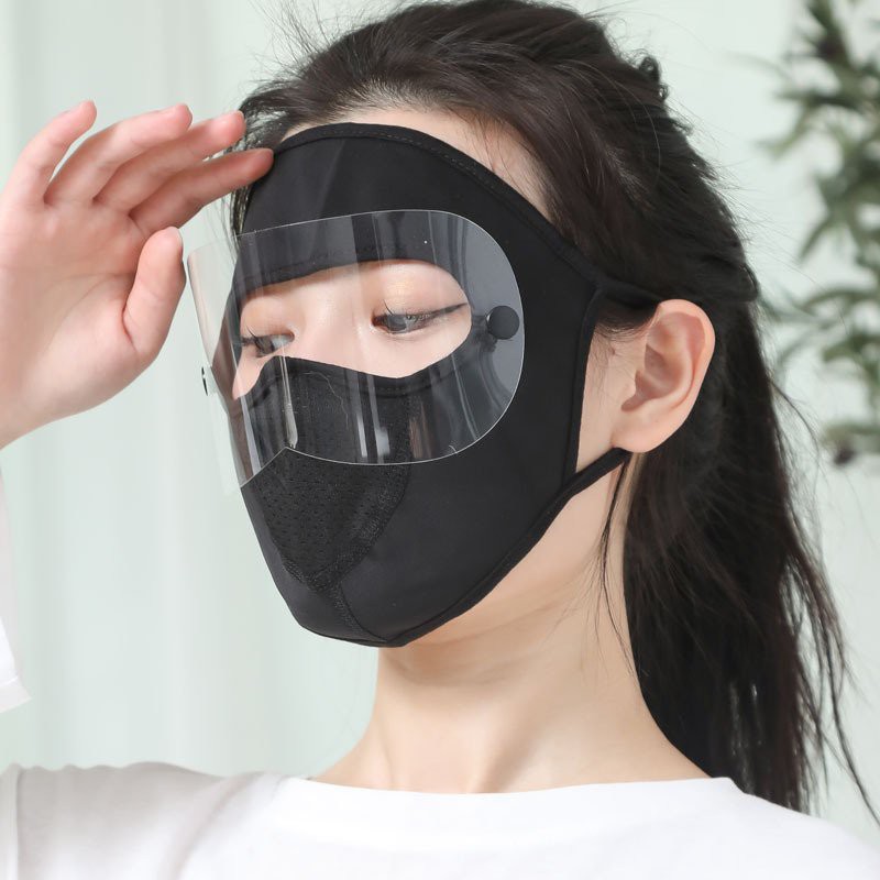 Khẩu trang vải cotton có kính chắn gió, khói bụi  -  Khẩu trang ninja có kính bảo vệ mắt 2in1 chống nắng