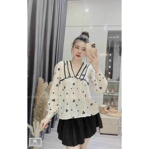 Áo hoa nữFreeshipviền ren s m