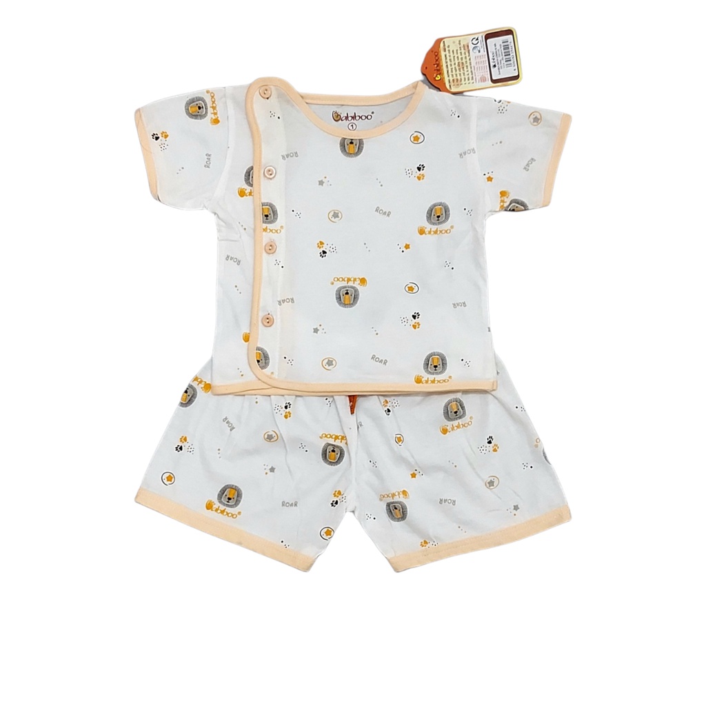 Bộ quần áo sơ sinh Babiboo 100% cotton thiết kế cài lệch họa tiết nhí cho bé