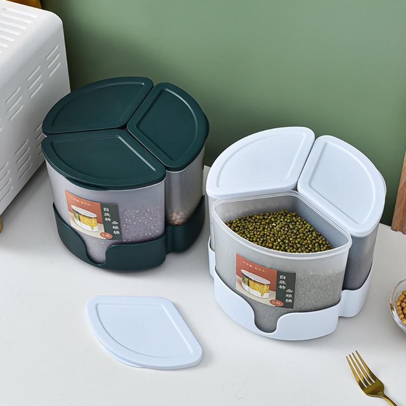 Hộp Đựng Tai Nghe 3 Ngăn Xoay 360 Độ 3 Ngăn Tiện Dụng° Hộp Đựng Hạt Xoay 5.4L Có Nắp Tháo Rời Được Dành Cho Tủ Lạnh