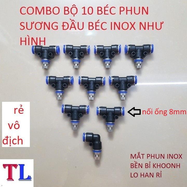 bộ 10 Béc phun sương inox số 1-2-3-5-6-8