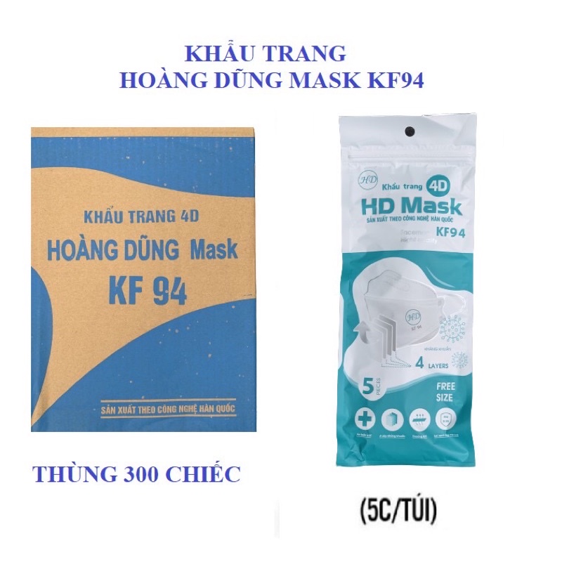 1 THÙNG KHẨU TRANG KF94 HOÀNG DŨNG ( 300 CÁI)