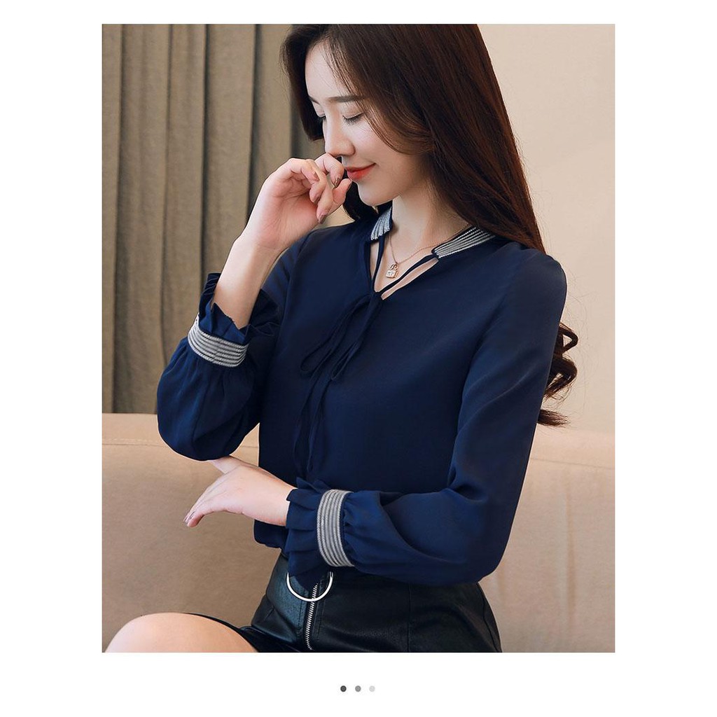 Áo sơ mi công sở ❣️FREESHIP❣️Áo Cổ Thắt Nơ Ruby- Hàng thiết kế chuẩn