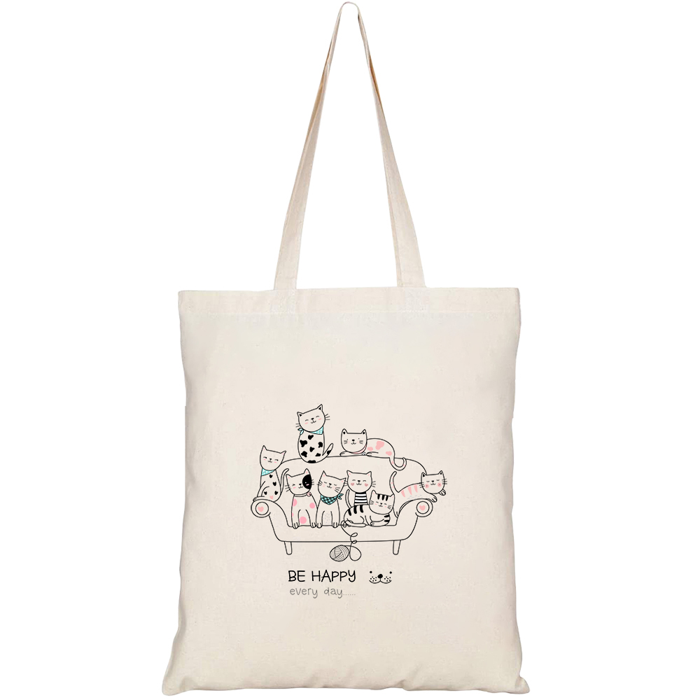 Túi vải tote canvas HTFashion in hình họa tiết Mèo cute HT41