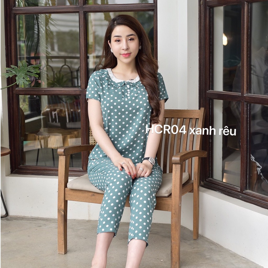 Đồ Bộ Nữ THE SUN Cao Cấp HCR04, Bộ Đồ Mặc Nhà Nữ Chất LỤA HÀN co giãn không nhăn Dày Dặn Mềm Mịn Thoáng Mát