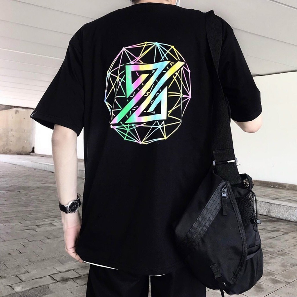 &lt;FREE SHIP&gt; Áo thun nam nữ unisex tay lỡ in phản quang chất thun co giãn 4 chiều (psZ)