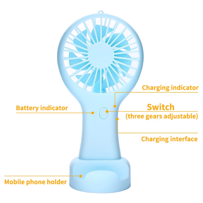 Quạt Làm Mát Mini 3 Tốc Độ Thiết Kế Đơn Giản Thời Trang Có Cổng Sạc USB