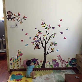 decal dán tường vườn thú lớn