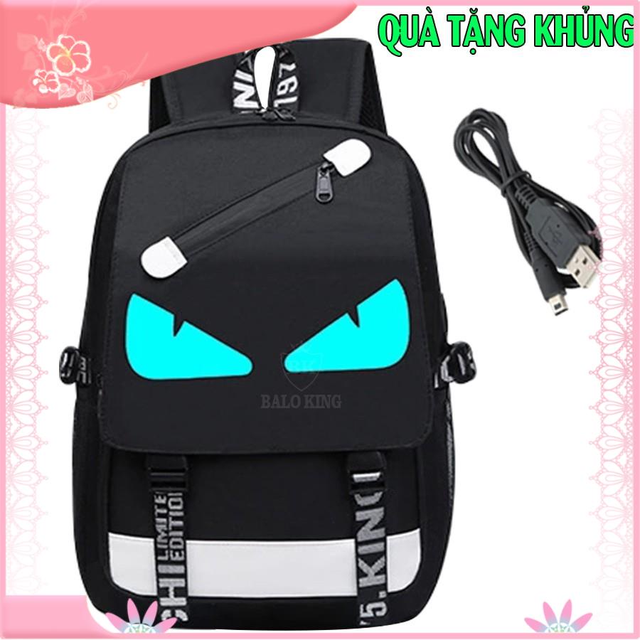 Balo nam nữ đi học thời trang phát sáng cao cấp Baloking hình Mắt cá tính - TẶNG cáp sạc USB - Cặ