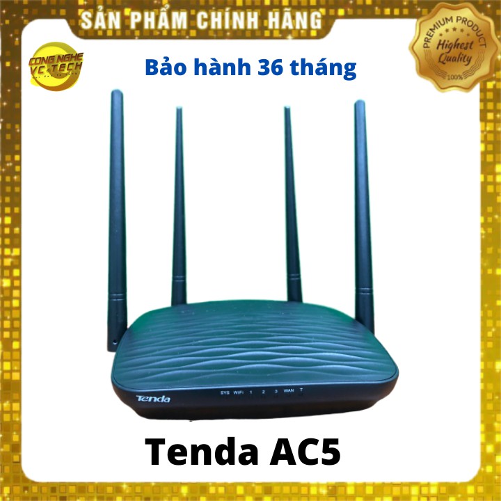 [Mã ELMS05 giảm 5% đơn 300k](Hàng Chính Hãng)Bộ Phát Wifi Chuẩn AC1200 Tenda AC5