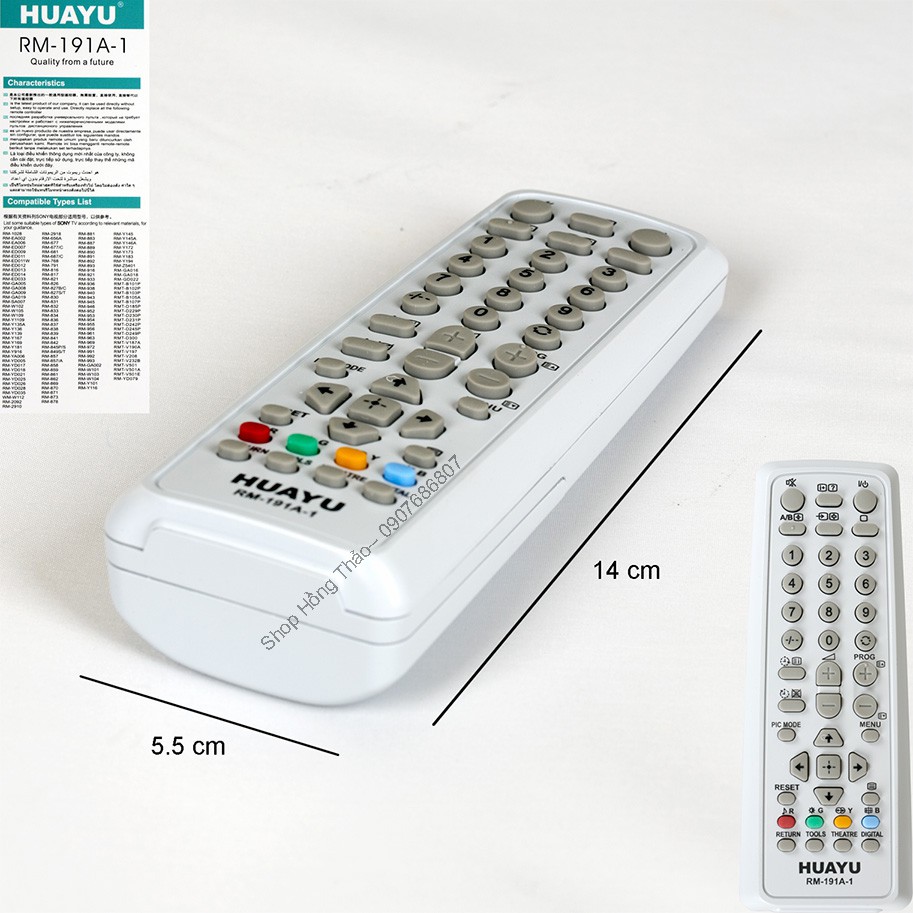 Remote Tivi Huayu for Sony CRT Model RM-191A-1