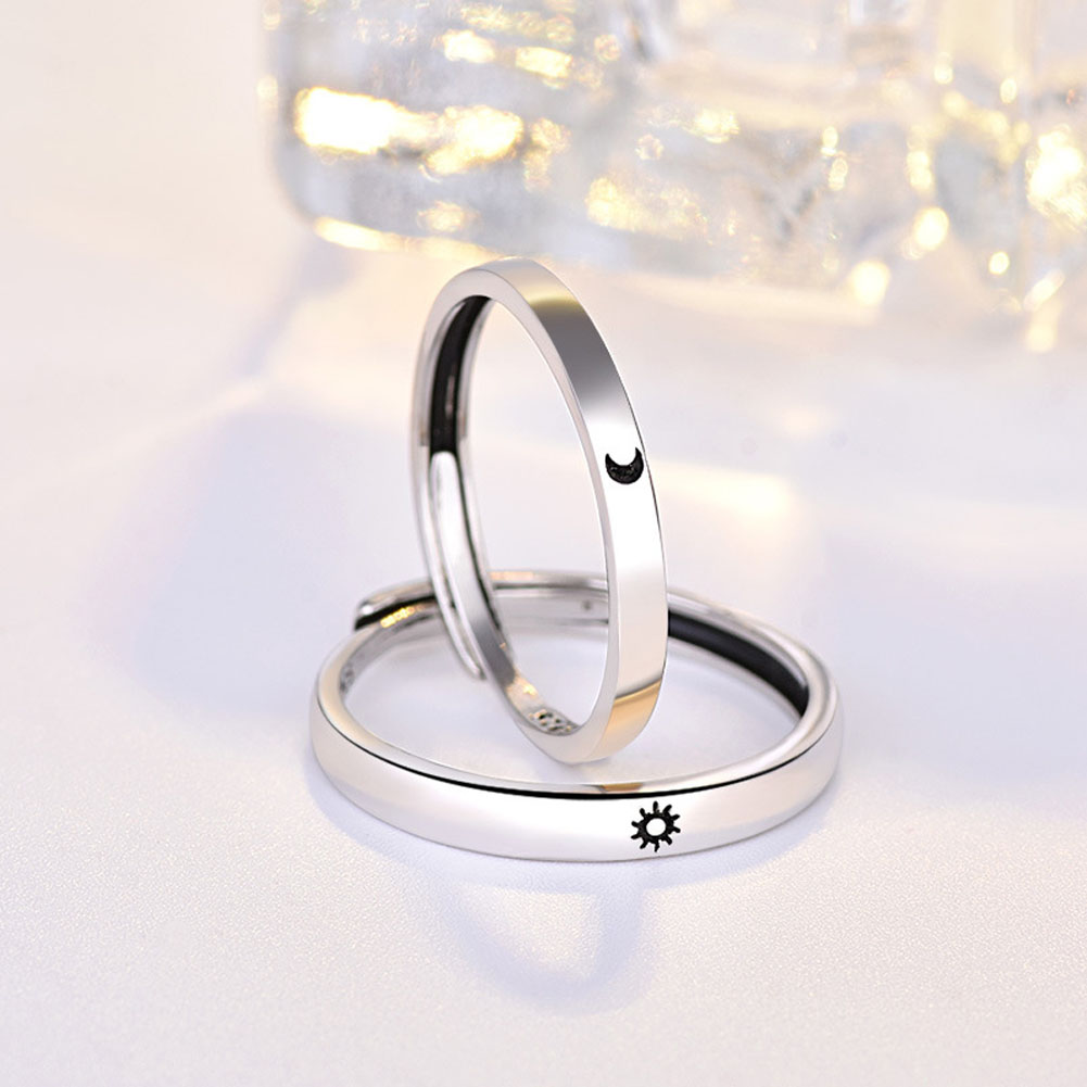 Sliver Adjustable Moon And Sun Couple Ring Valentine's Day Present