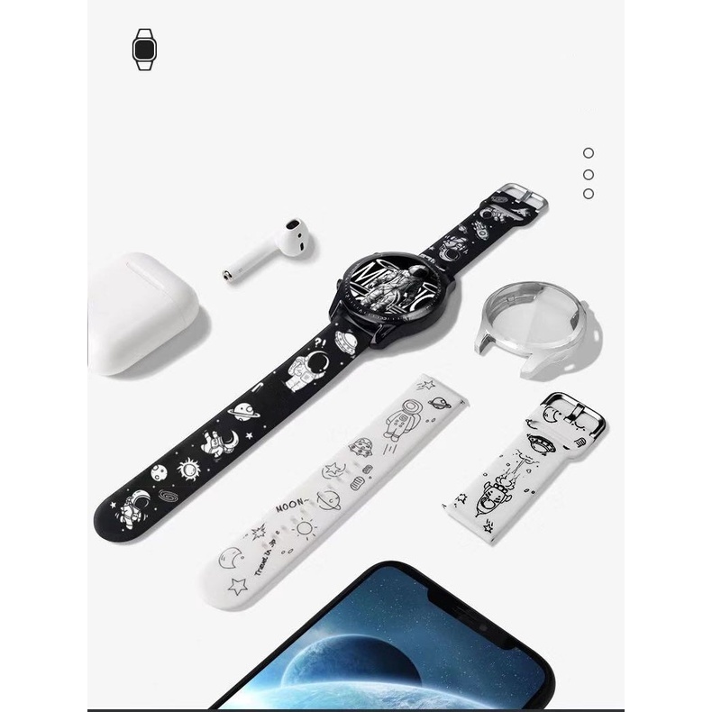 Dây Đeo Silicon 22mm 20mm In Họa Tiết Hoạt Hình Cho Đồng Hồ Thông Minh Samsung Galaxy Watch 3 46mm 42mm Gear S3 Active 2 Gt 2