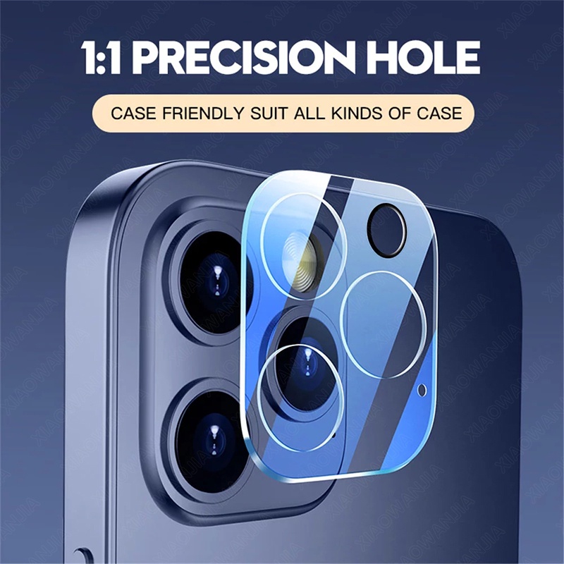 Kính cường lực bảo vệ camera sau cho iPhone 11 12 13 14 15 pro max kèm khăn lau