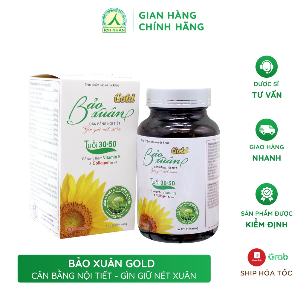 Viên uống nội tiết tố nữ Bảo Xuân Gold Dạng Lọ dành cho phụ nữ tuổi 3050 làm đẹp