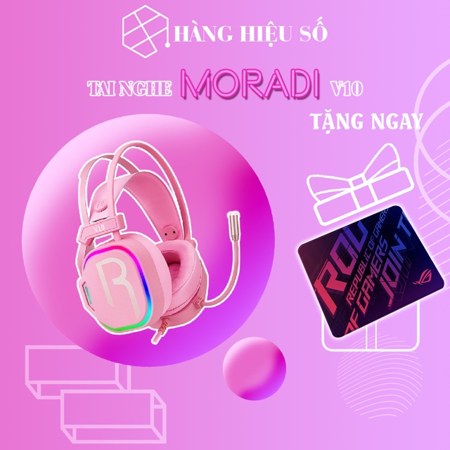 (Tặng pad chuột ASUS ROG) Tai nghe Gaming Moradi V10 - Âm thanh vòm 7.1- Led RGB - Headphone gaming V10