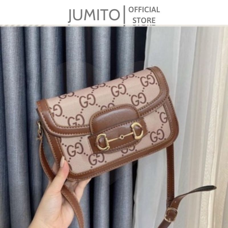 Túi xách nữ viền da nâu đeo chéo đeo vai thời trang 2023 JUMITO T1.021