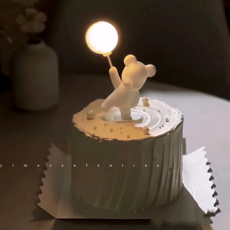 Phụ Kiện Trang Trí Bánh Kem Có Đèn LED Hình Gấu Dễ Thương