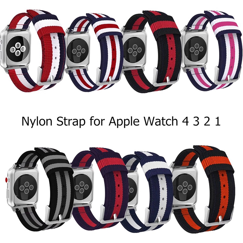 Duo Teng AppleWatch Stripe Band 38mm 42mm 40mm 44mm Nylon Woven Replacement Strap For iWatch Series Wristband Accessoriess