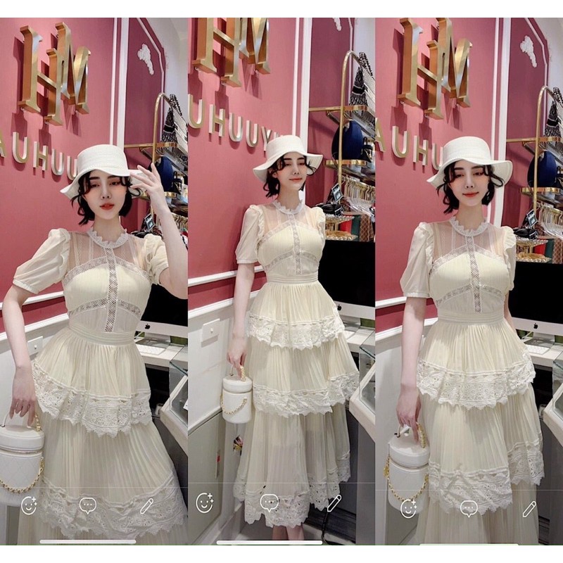Đầm  Maxi Phối Ren Tầng Dập Li l