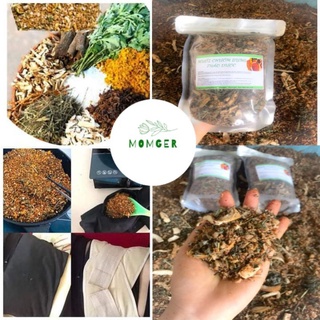 Combo đai + muối chườm bụng thảo dược