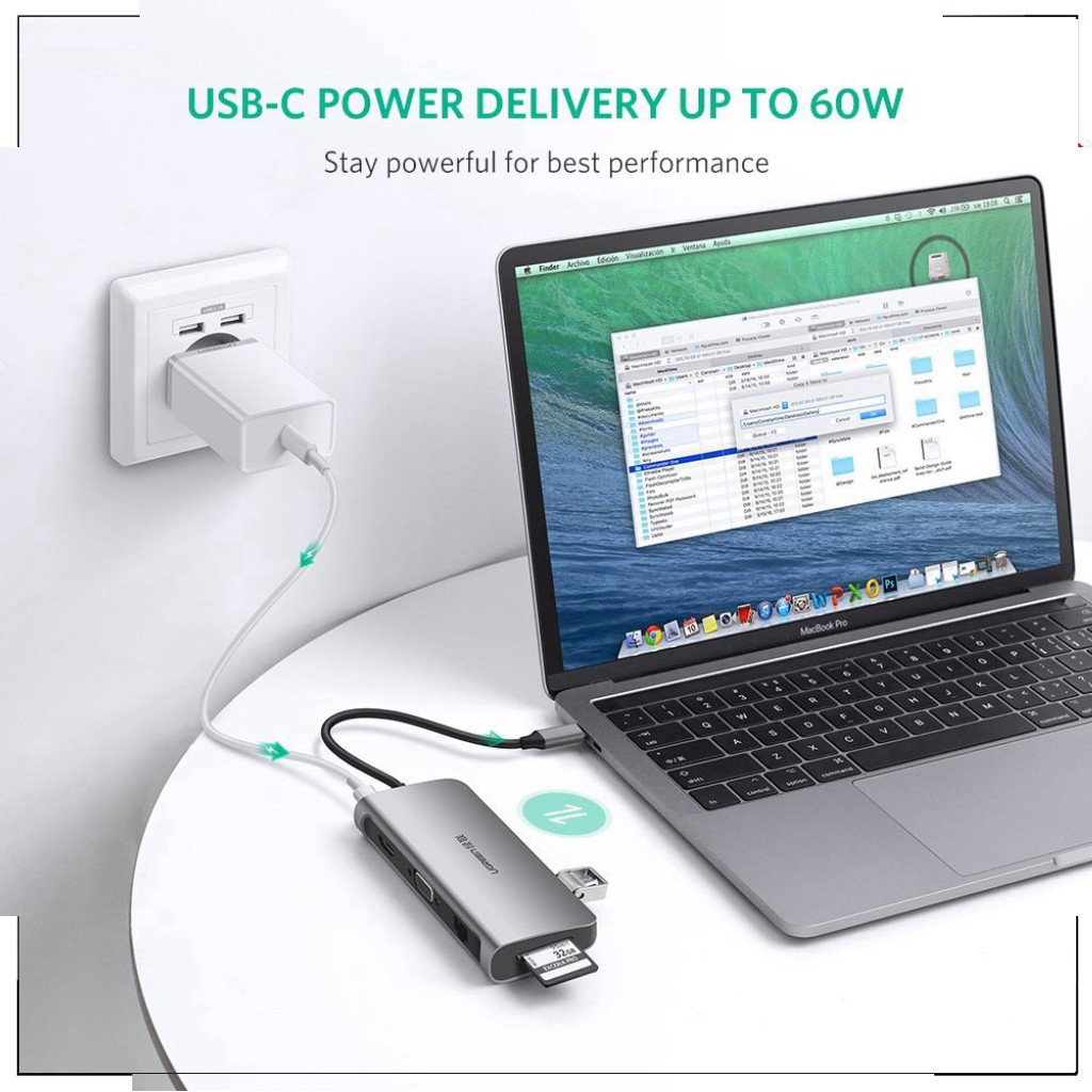 CỔNG CHUYỂN USB Type C Multifunction 9in1 Full cổng UGREEN 40873 -