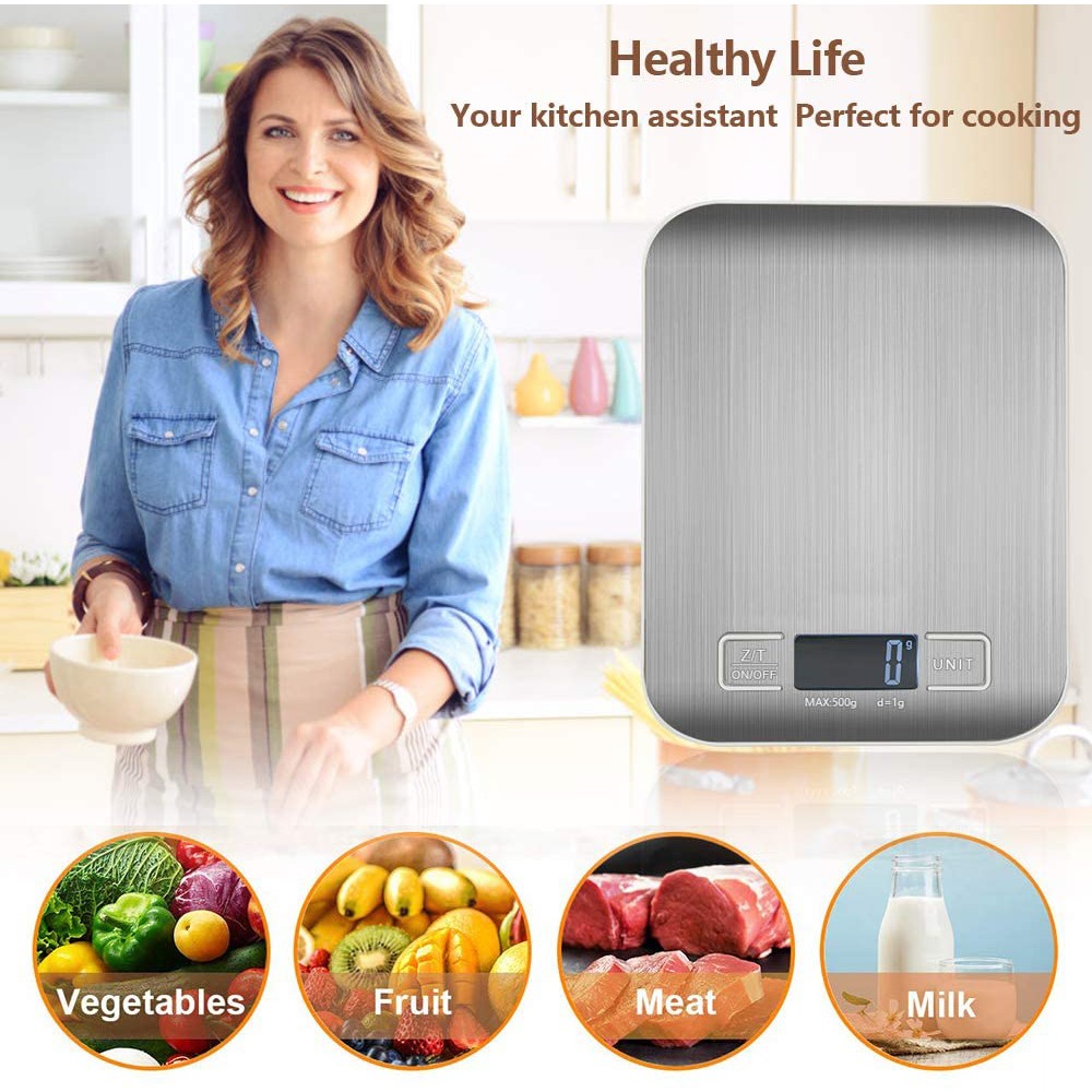 Cân điện tử ANAEAT hỗ trợ cân thực phẩm làm bằng thép không gỉ màn hình LCD 5kg