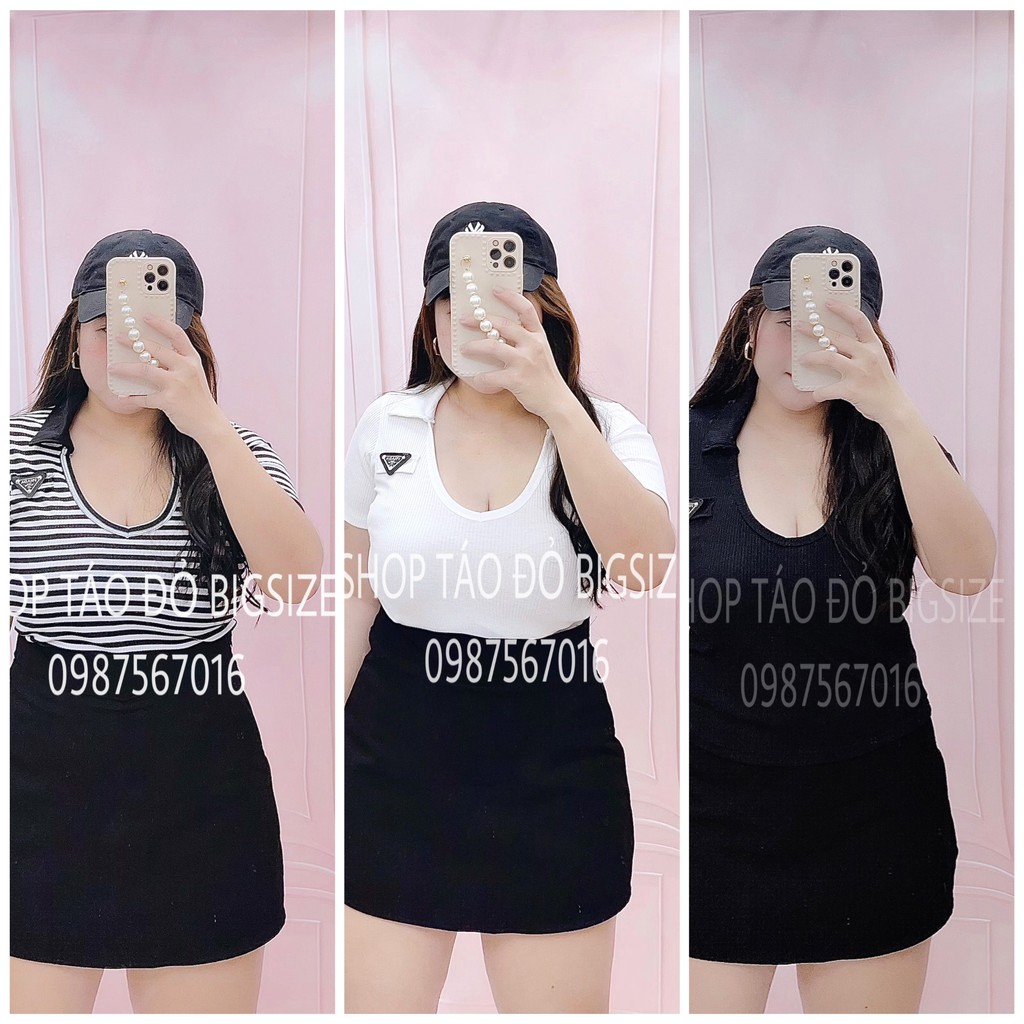 ÁO THUN GÂN CỔ TRỤ V KHOÉT NGỰC SEXY CHO NÀNG BIGSIZE 55-90KG 🥰🥰🥰 | BigBuy360 - bigbuy360.vn