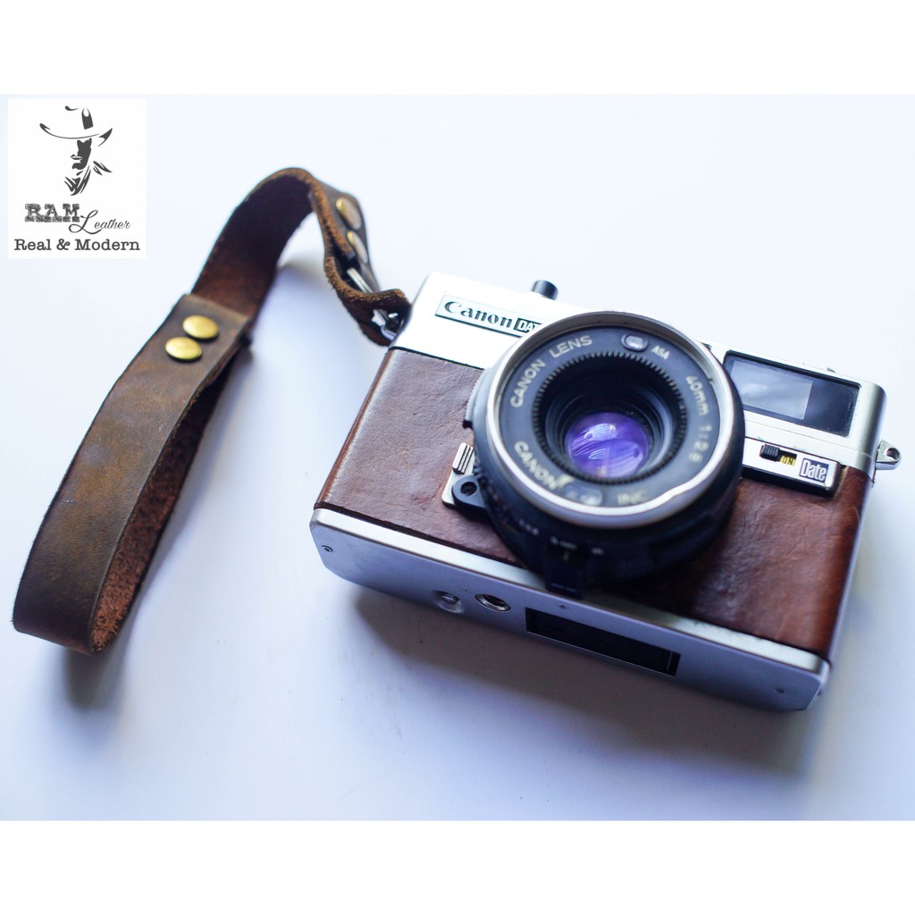 Dây máy ảnh vintage RAM Leather da bò thật handstrap nâu đất