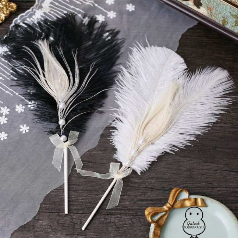 phụ kiện bánh kem hiện đại [FREESHIP❤️] que cắm bánh lông vũ