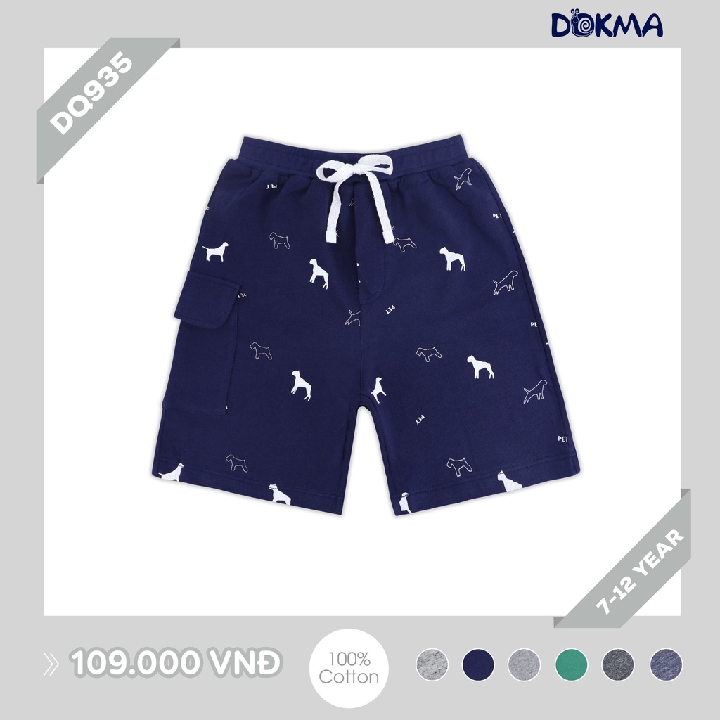 Dokma Quần lửng túi hộp 100% cotton bé trai 7-12 tuổi DQ935