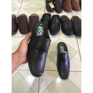 dép bít  đầu da bò may đế