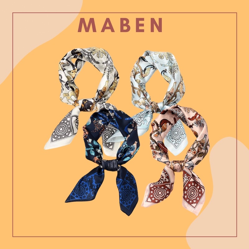 Khăn turban lụa in hoạ tiết bandana size 58x58cm - Maben