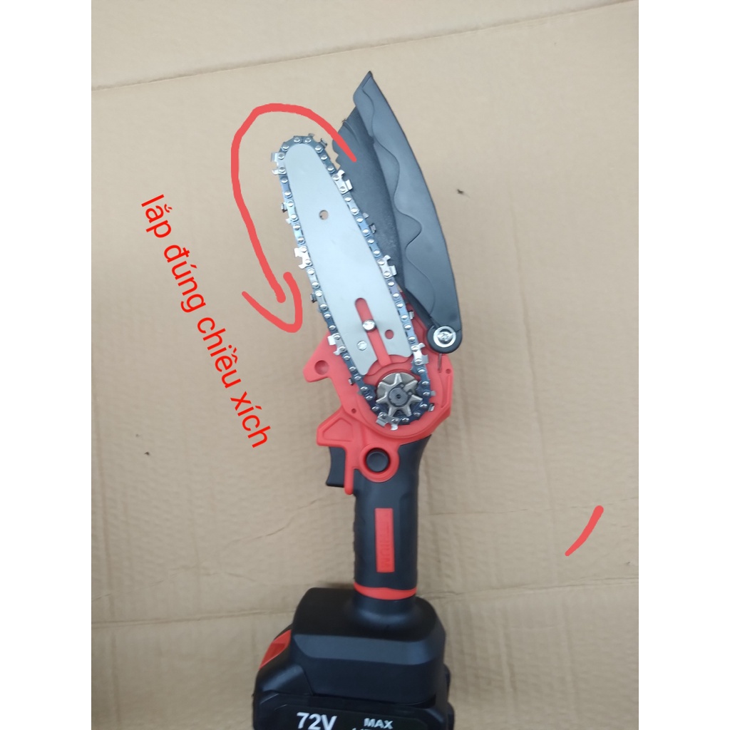 Xích  máy cưa pin mini cầm tay ,dùng lam 4 inch ,dài 10cm, xích máy cưa gỗ dùng pin