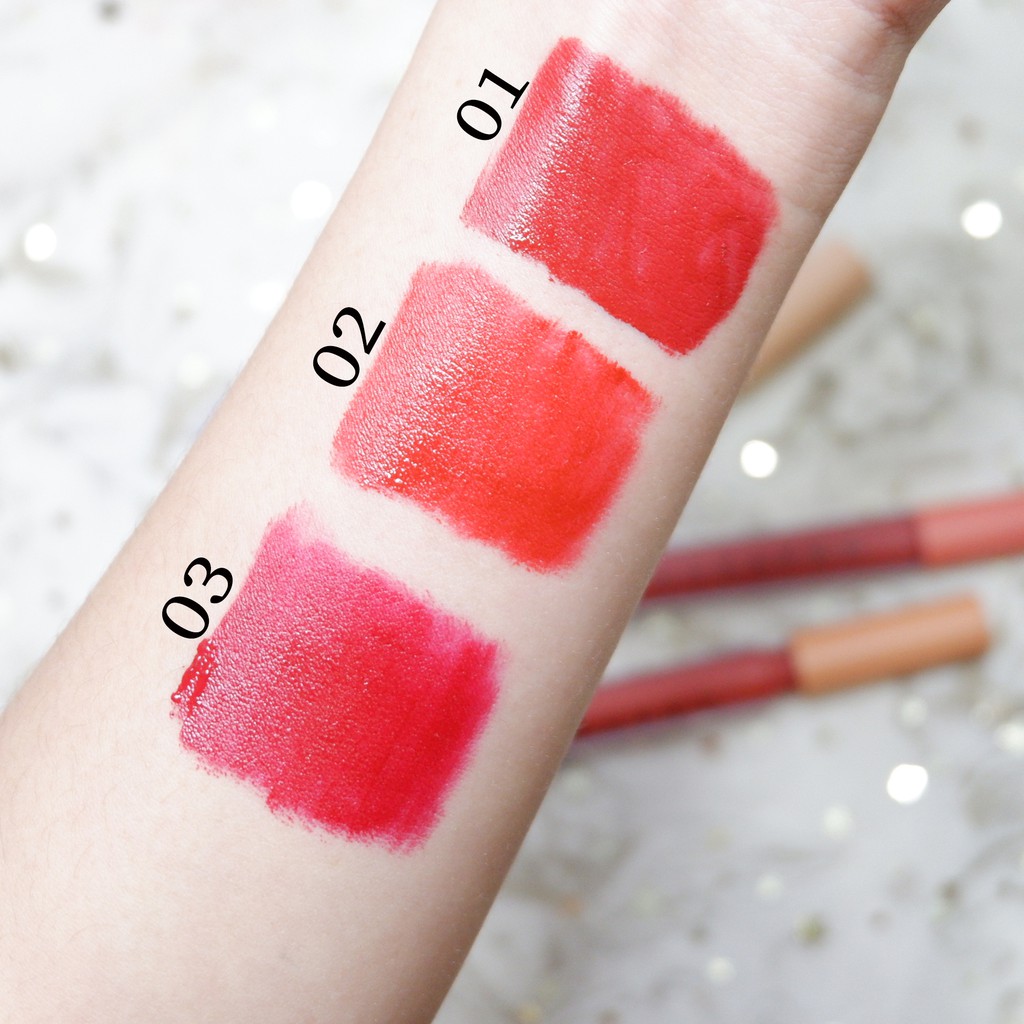 Set 3 son kem lì, nhẹ và mịn môi HUDAPRO đủ 2 Tone Love Lip Glaze NPP Shoptido