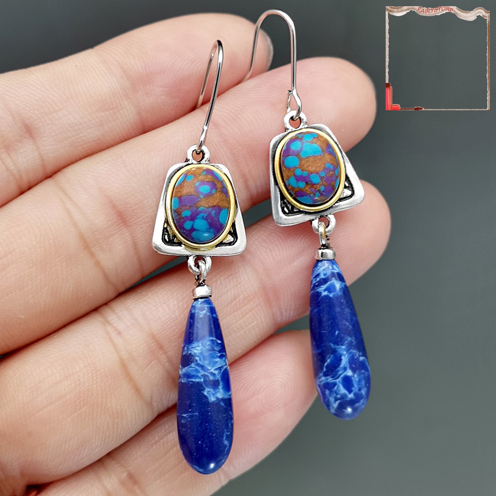 1 Đôi Bông Tai Đính Đá Xanh Nhân Tạo Trọng Lượng Nhẹ Dành Cho Nữ