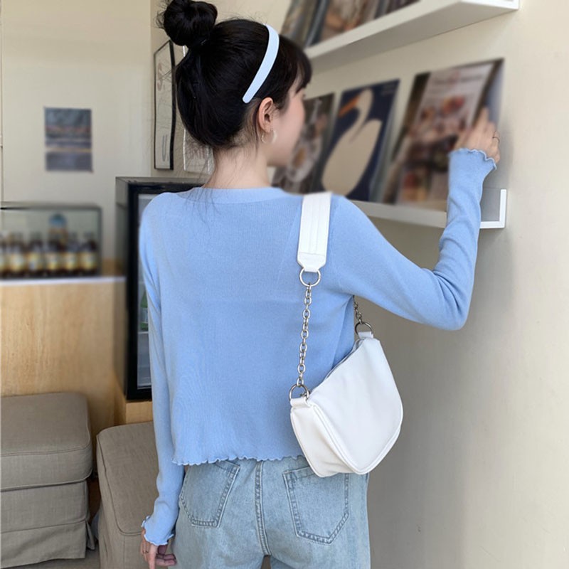 Áo Khoác Cardigan Dệt Kim Cổ Tim Xinh Xắn Cho Nữ