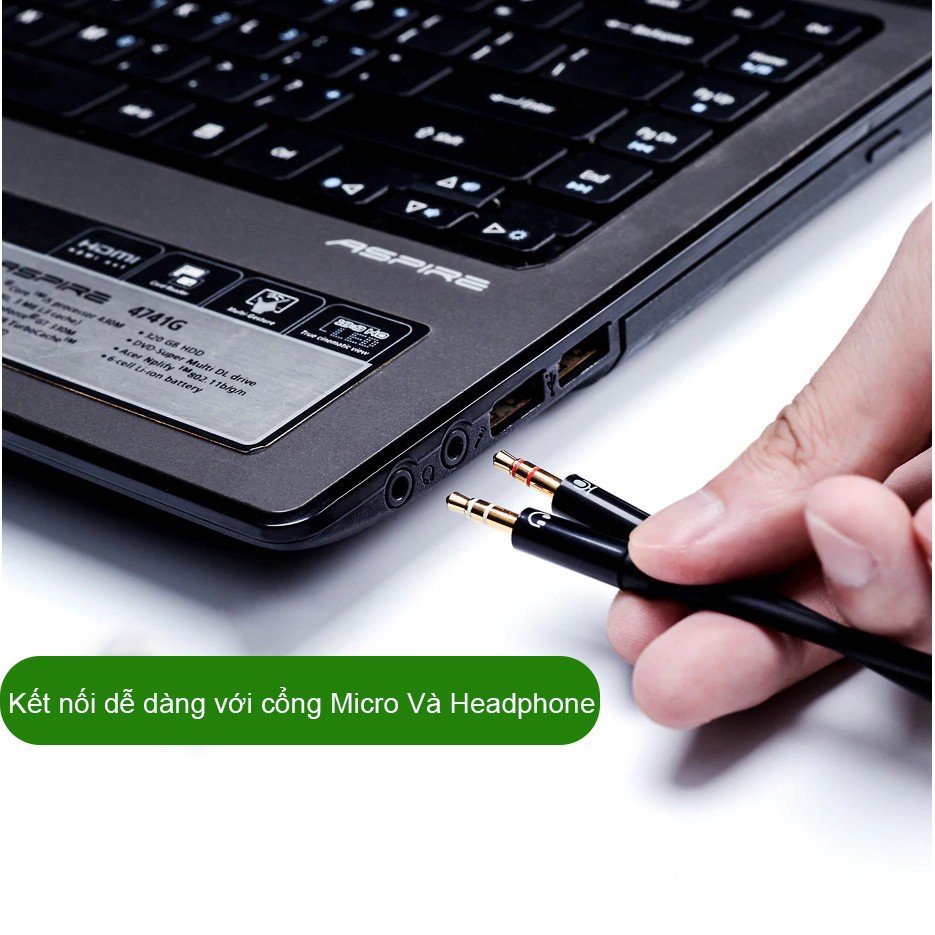 Jack chuyển đổi tai nghe 3.5 sang Audio & Mic dùng trên laptop máy tính, Cáp Chia 3.5mm( đen đỏ)