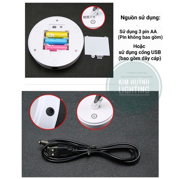 Đèn trang trí để bàn, đèn Led hình cây Vintage decor nội thất phòng ngủ dùng Pin+USB