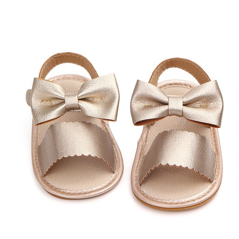 Giày sandal quai ngang đính nơ xinh xắn dành cho bé gái