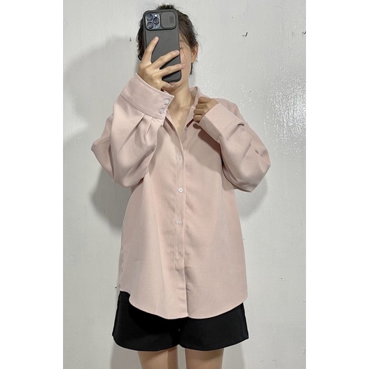 Áo khoác sơ mi nữ nhung gân form rộng tay dài – Unisex 2022