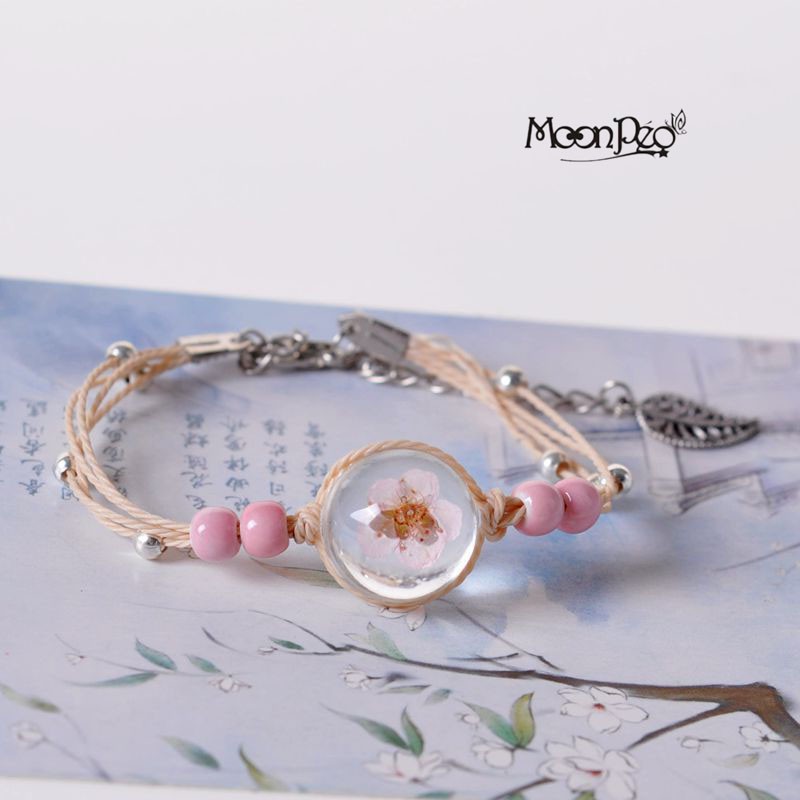 Vòng đeo tay nữ Handmake hoa khô thời trang thủy sinh