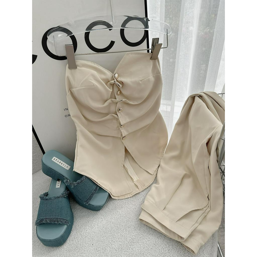 Set áo ống cúp ngực nhún+quần suông 💖 KÈM ẢNH THẬT